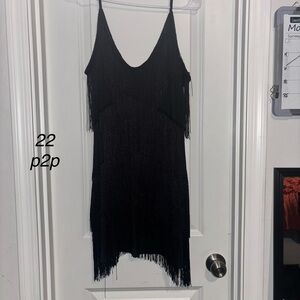 Chic Black Fringe Mini Dress